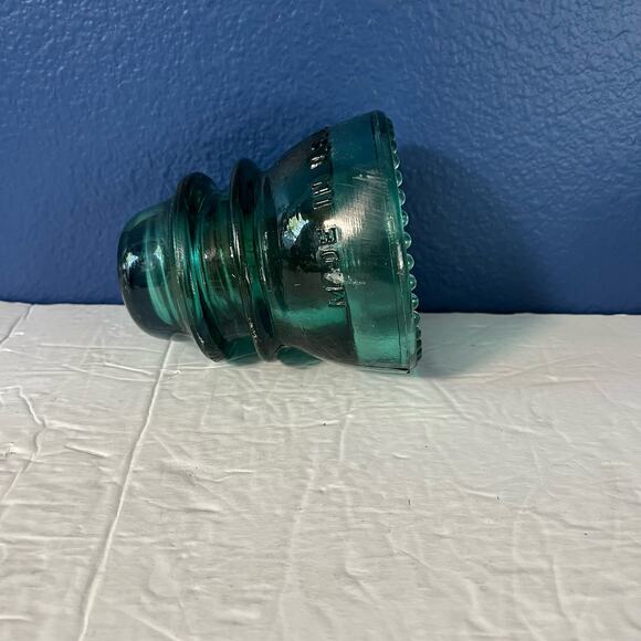 Hemingray Electrical Glass Insulator - 42 - Auga Blue - Heavy - Picture 6 of 7